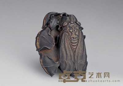清 端石雕荷叶蝉 6.3cm